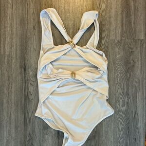 & Other Stories Cream and Gold Crop Top